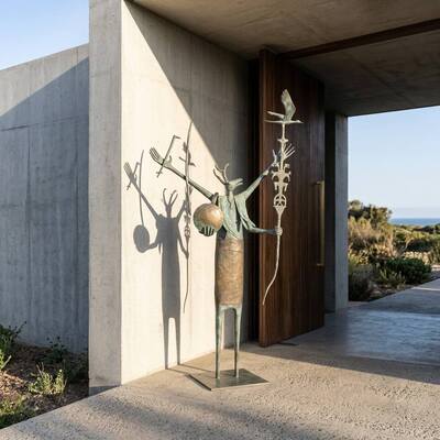 Modern Shamanic Ibex Figure - 180cm Hand-Cast Bronze Outdoor Sculpture