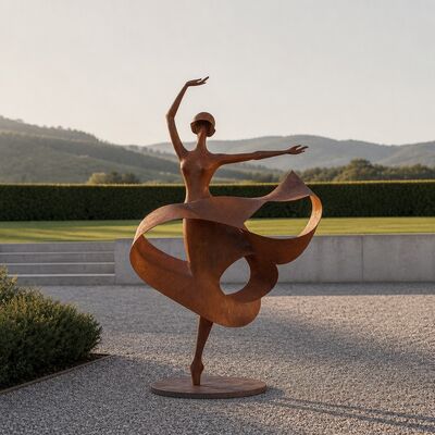 Life Size Metal Dancing Woman Sculpture Corten Steel Garden Statue Outdoor Lawn Yard Pool Art Decor Handmade Modern Dancer Figurine