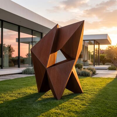 The Monolith — Geometric Abstract Corten Steel Sculpture