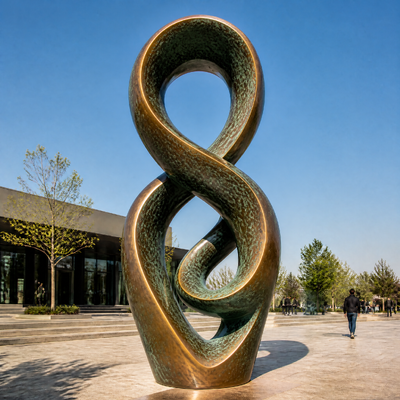 Custom Metal Art Decor Bronze Copper Sculpture Statue Landscaping Public Art Ribbon Design