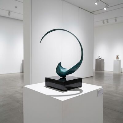 Good price Hand-Cast Abstract Bronze Wave Sculpture | Verdigris Patina Finish on Granite Base - WANGSTONE Luxury Art online