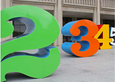 Painted Stainless Steel Number Sculpture For Public , Metal Garden Sculptures