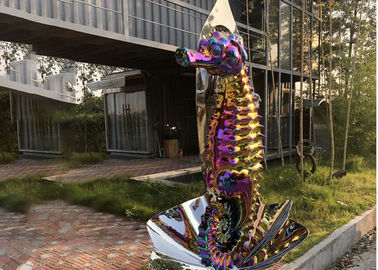 Large Lifelike Seahorse Sculpture Stainless Steel  On Shell For Outdoor