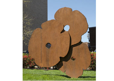 Welding Garden Usage Flower Sculpture , Rose Sculpture Custom Shape