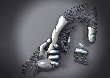 Incredible Metal Hands Mirror Polished Stainless Steel Wall Sculpture