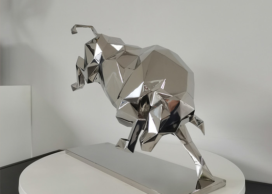 Mirror Polished Stainless Steel Bull Sculpture For Interior Decoration ODM OEM Support
