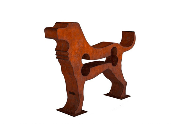 Rusty 150cm Length Corten Steel Dog Sculpture For Garden