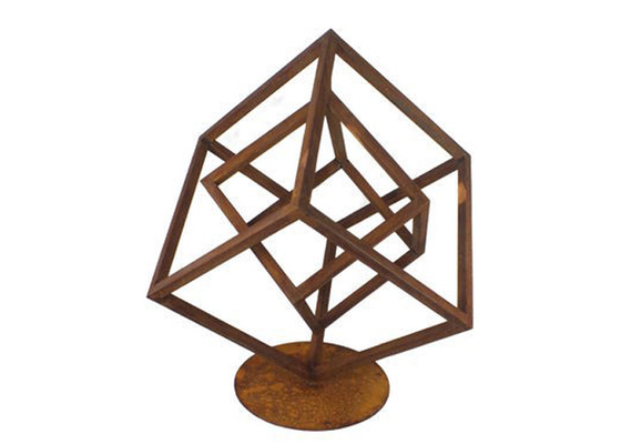 200cm Height Corten Steel Metal Geometric Sculpture For Garden Decoration