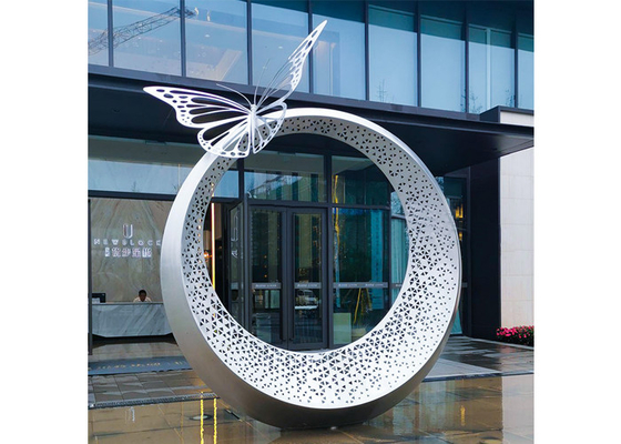 Outdoor Decoration Stainless Steel Butterfly Sculpture Large With Light