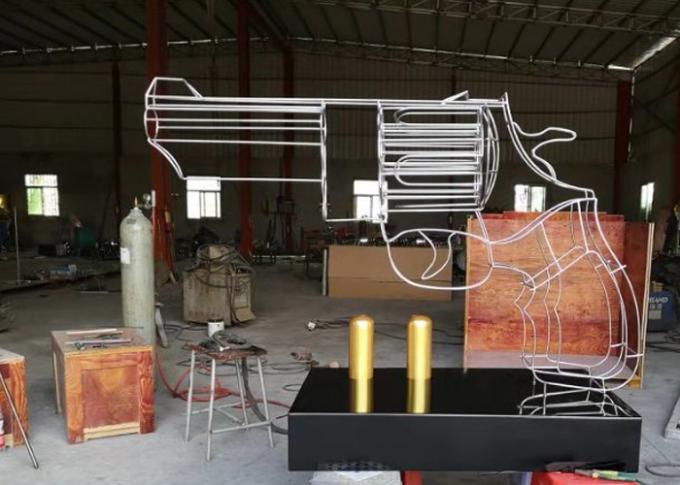 Picture of Large Stainless Steel Art Sculptures Gun Metal Wire Sculpture With Bullets